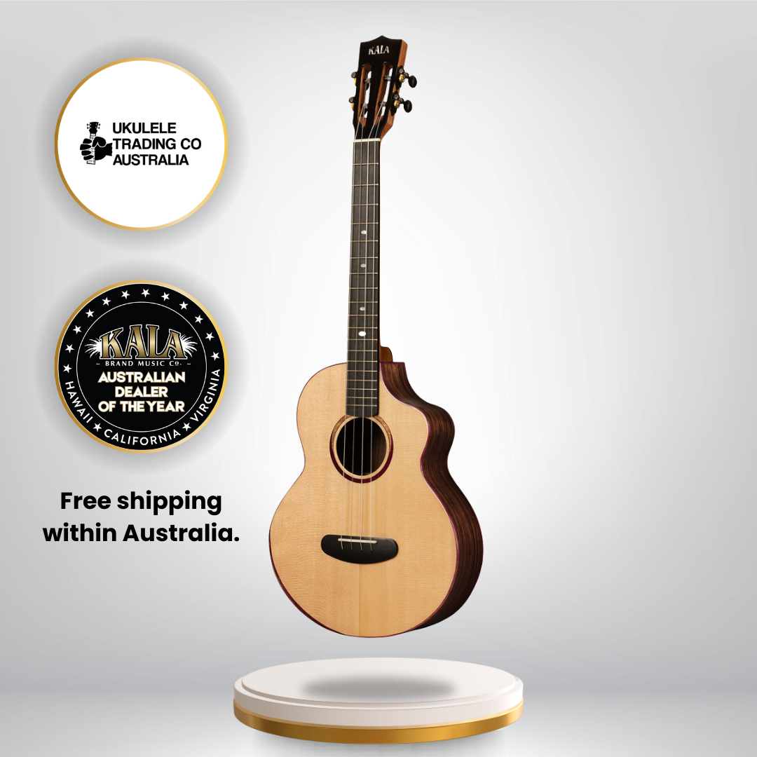 Kala Contour Baritone Cutaway Ukulele KA-CT-SSRW-BG-C with solid spruce top and rosewood body