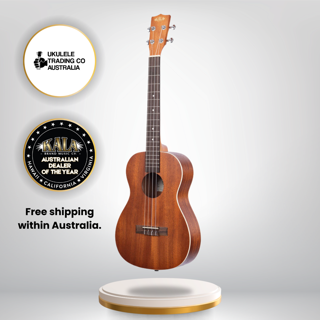 Kala KA-B Satin Mahogany Baritone Ukulele with satin finish and cream binding.