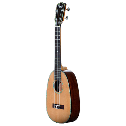 Ohana Pineapple Series PKC-50G Concert Ukulele with solid cedar top, mahogany body, abalone rosette, and mellow, rich tone for a unique musical experience.