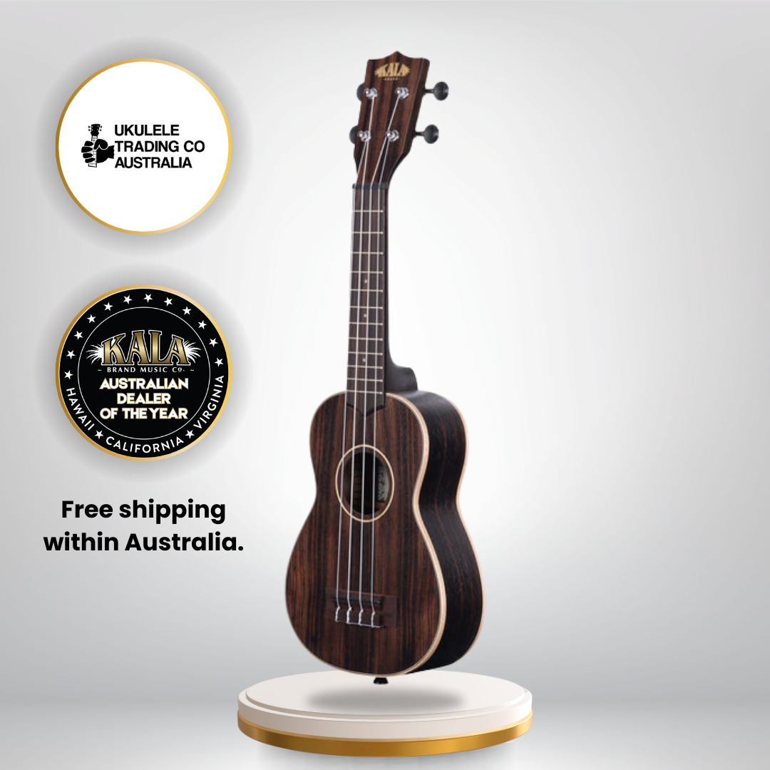 Kala KA-EBY-S Striped Ebony Soprano Ukulele with Gigbag