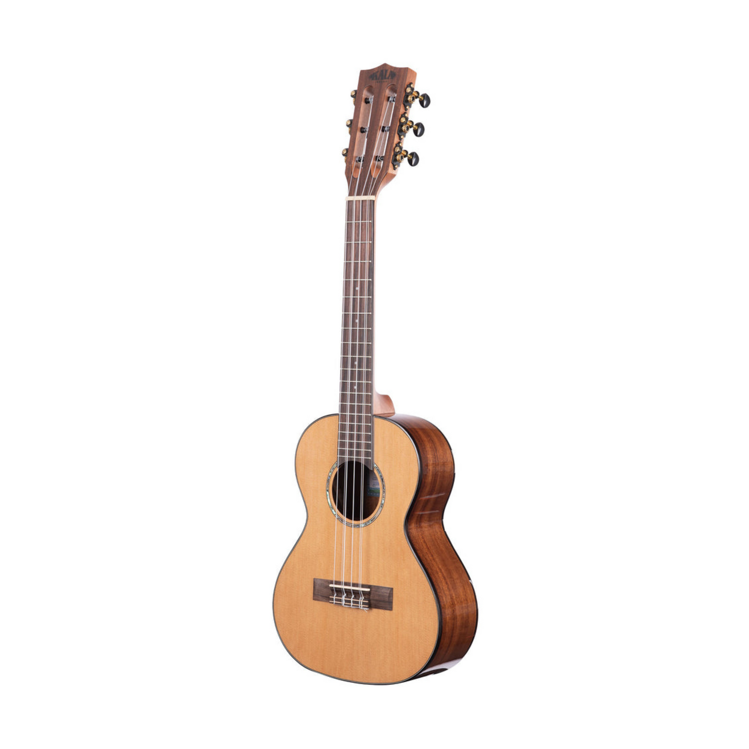 Kala KA-SCAC-T6 Gloss Solid Cedar Top Acacia 6-String Tenor Ukulele, featuring a rich cedar top and acacia back and sides, designed for a full, bright sound with a premium, glossy finish.