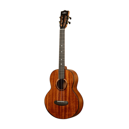 Kala KA-CT-SMH-BG Contour All Solid Gloss Mahogany Baritone Ukulele with Bag, showcasing elegant craftsmanship and deep mahogany tones.