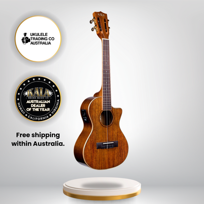 Gloss koa tenor ukulele with cutaway and electronics