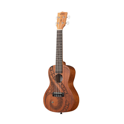 Kala KA-GUIDANCE-C Mahogany Concert Ukulele with laser-etched sea turtle design, offering rich tones and a meaningful connection.