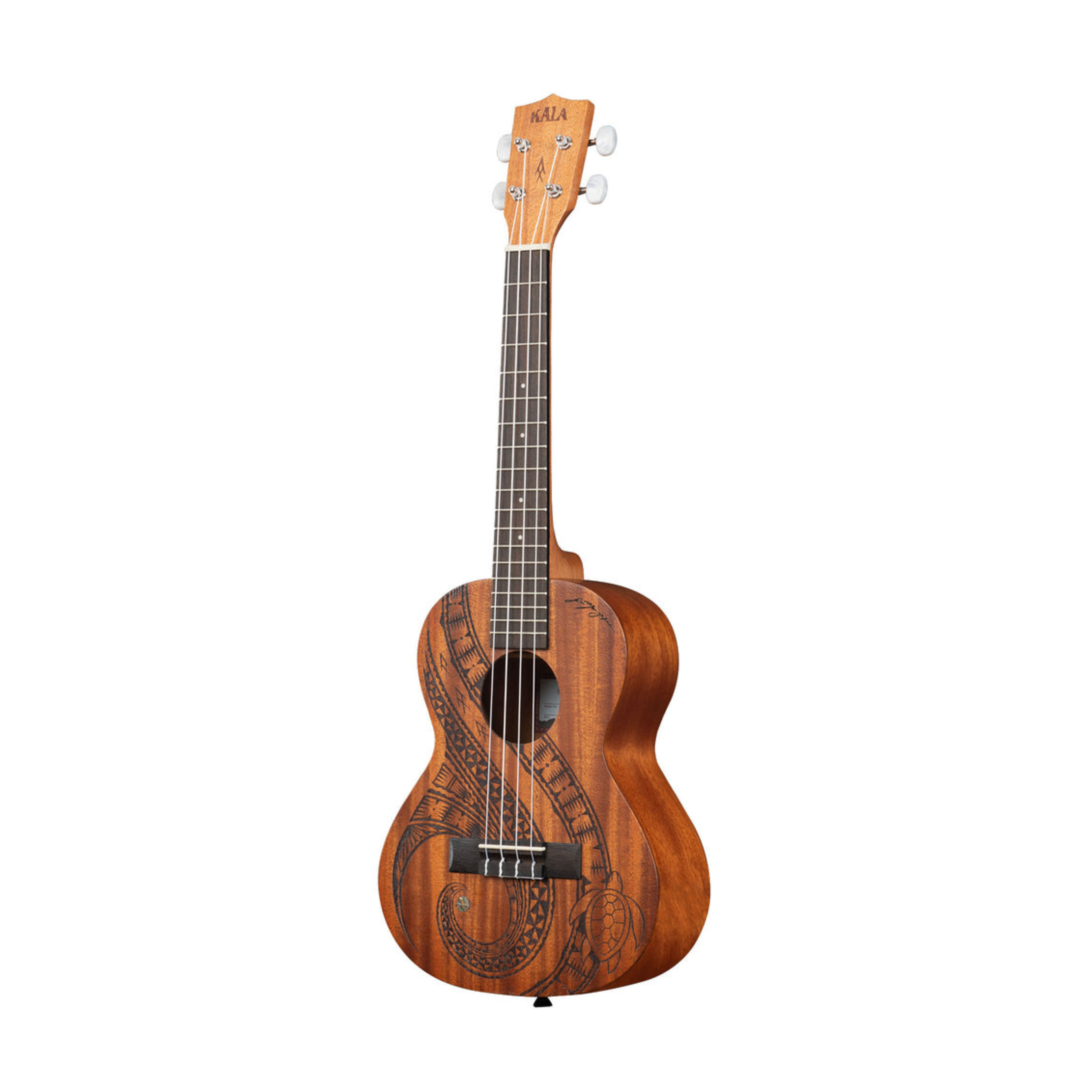 Guidance Mahogany Tenor Ukulele - KA-GUIDANCE-T with laser-etched sea turtle design and rich mahogany tone.