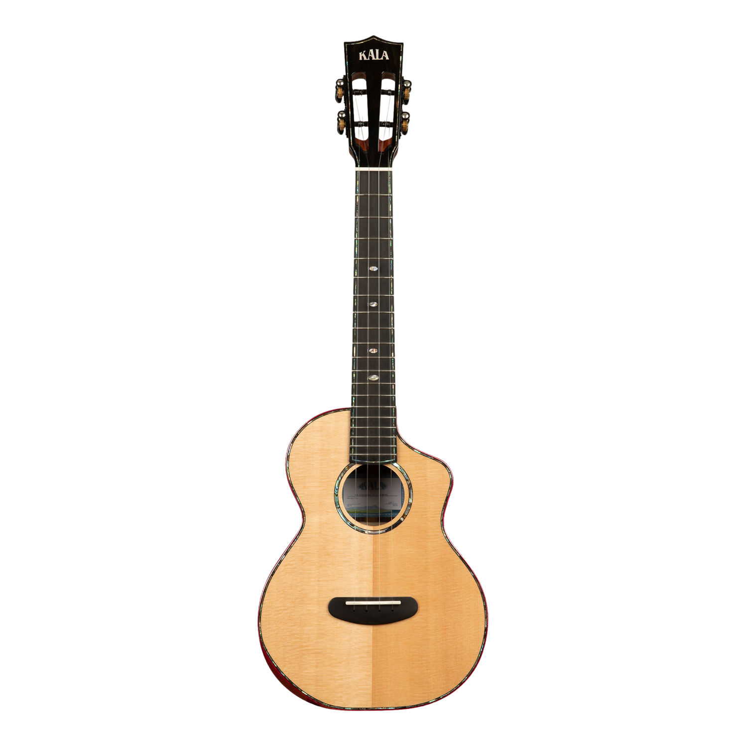 Kala Contour Deluxe Tenor Ukulele – Solid Spruce &amp; Rosewood with Cutaway + Bag - KA-CTD-SSRW-TG-C