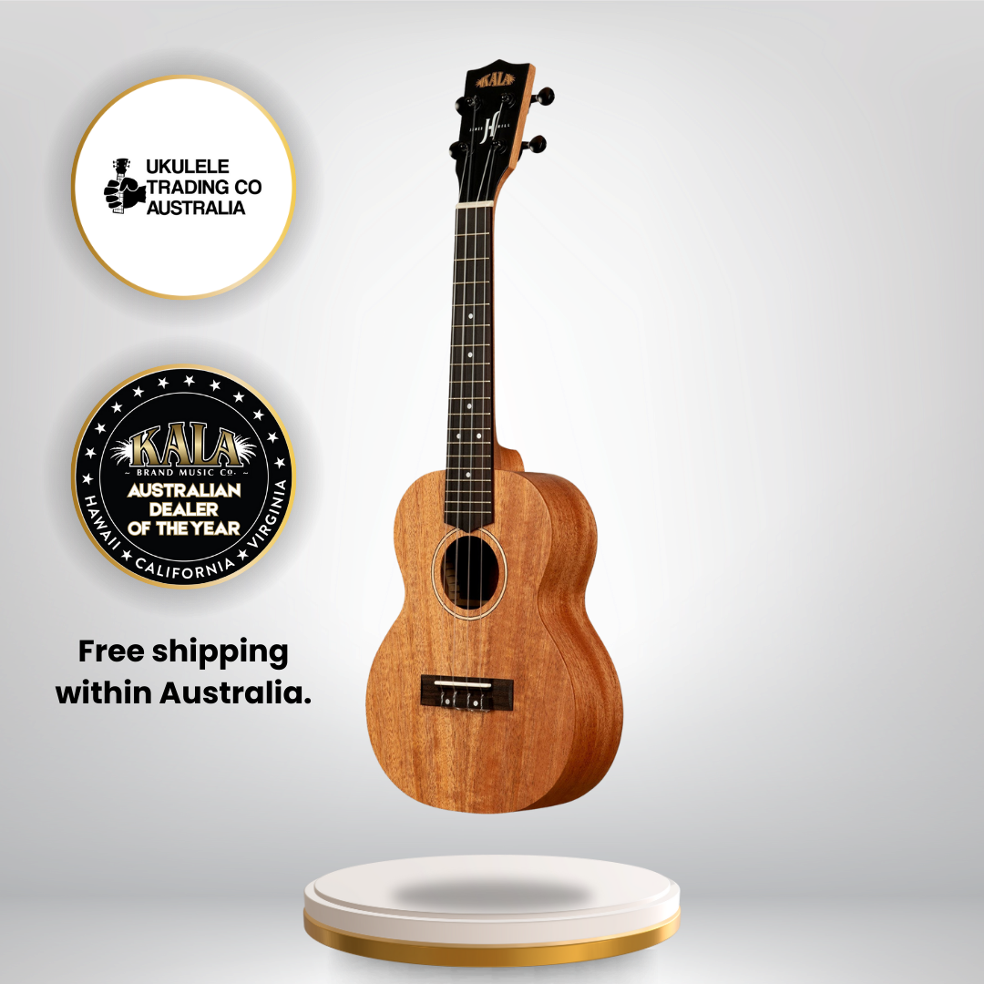 Kala James Hill Solid Top Mahogany Concert Ukulele KA-JH-MHG-C with deluxe gig bag.