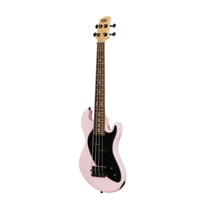 Kala UBASS-SB-LP-FS Pale Pink Solid Body 4-String Fretted U•BASS® with smooth tone and bold color for standout bass performance.