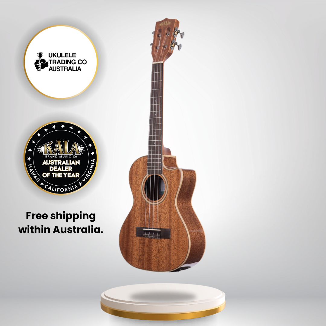 Kala KA-SMH-TG-CE solid mahogany tenor ukulele gloss finish cutaway with Fishman Kula EQ.