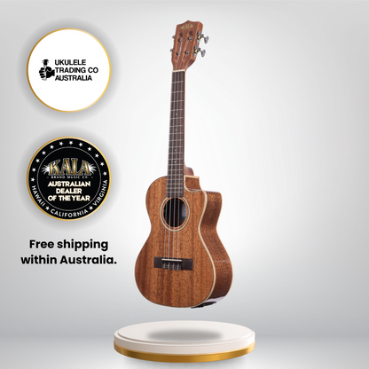 Kala KA-SMH-TG-CE solid mahogany tenor ukulele gloss finish cutaway with Fishman Kula EQ.