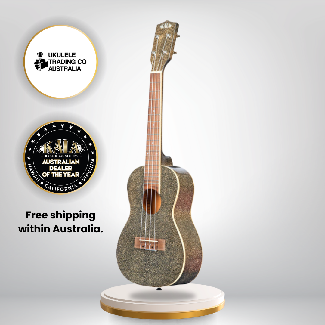 KA-SPRK-GOLD Kala Sparkle Gold Concert Ukulele w/Gigbag – Best Ukulele for Beginners