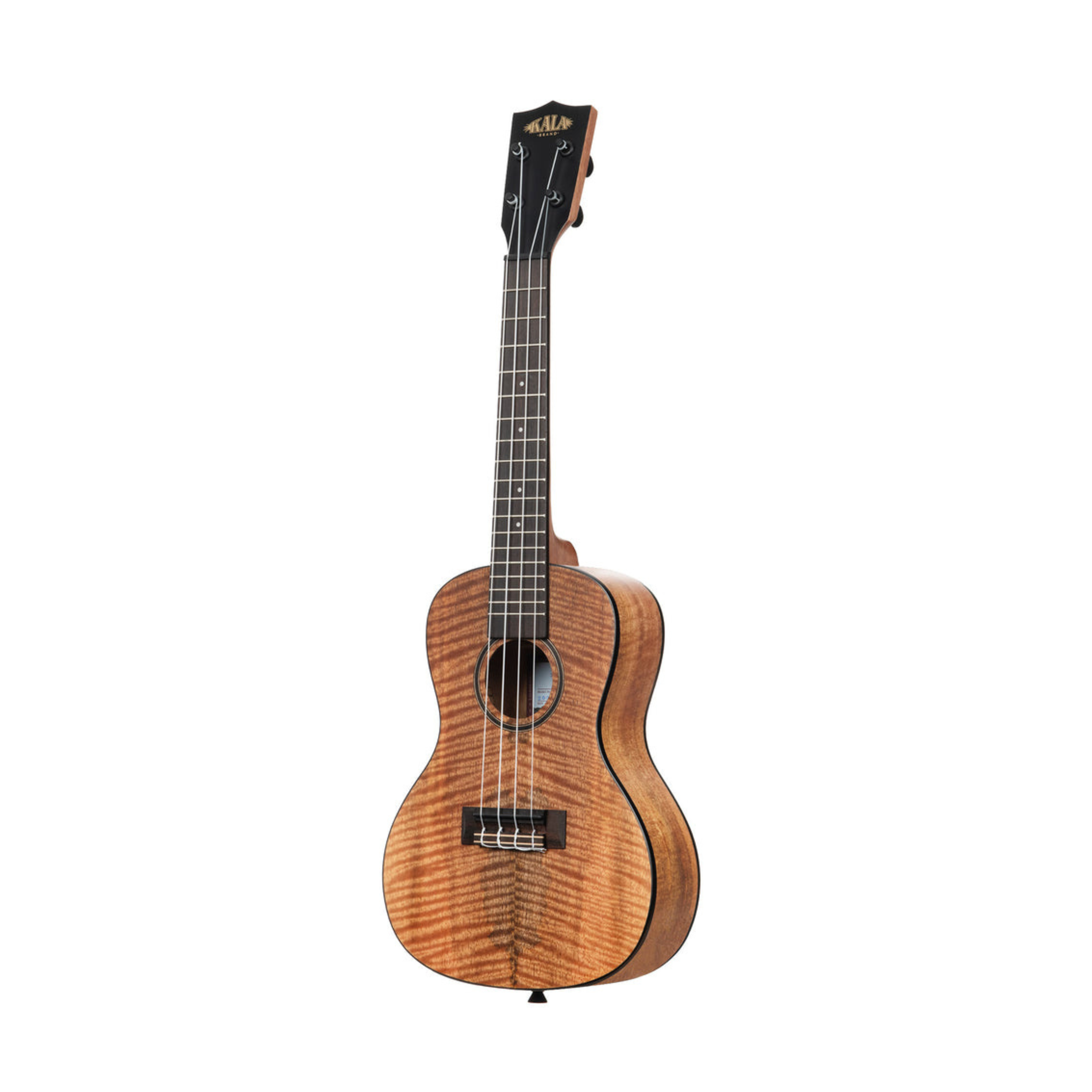 Kala KA-CM-C Curly Mango Concert Ukulele, featuring stunning curly mango wood for vibrant tones and a smooth playing experience.