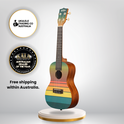 Kala Surf Dawn Patrol Concert Ukulele with gigbag – retro surfboard design, Aquila strings