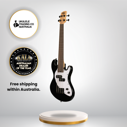 Jet black fretless Kala U•BASS solid body electric bass