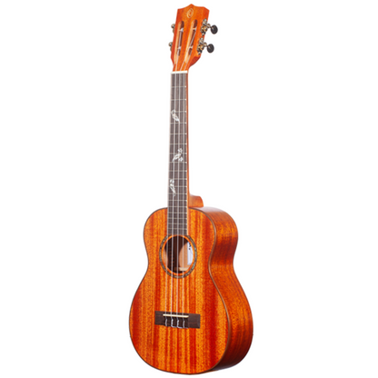 Ohana TK-32 Tenor Ukulele w/ Bag featuring all-solid mahogany, satin finish, slotted headstock, and warm, resonant tone for pure, classic sound. 