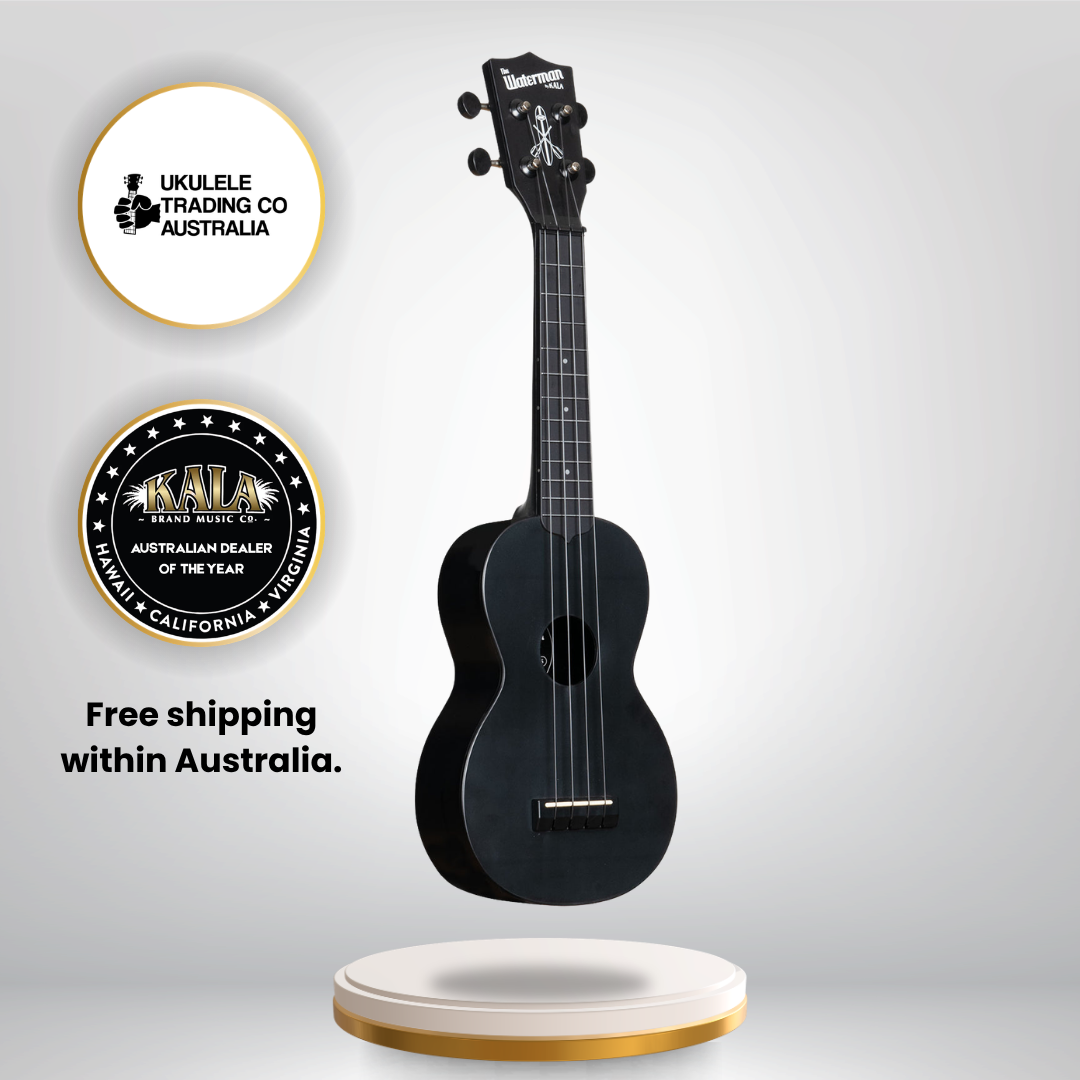 KA-R-WMS-BK-S Kala Black Sand Soprano Recycled Waterman Ukulele Australia