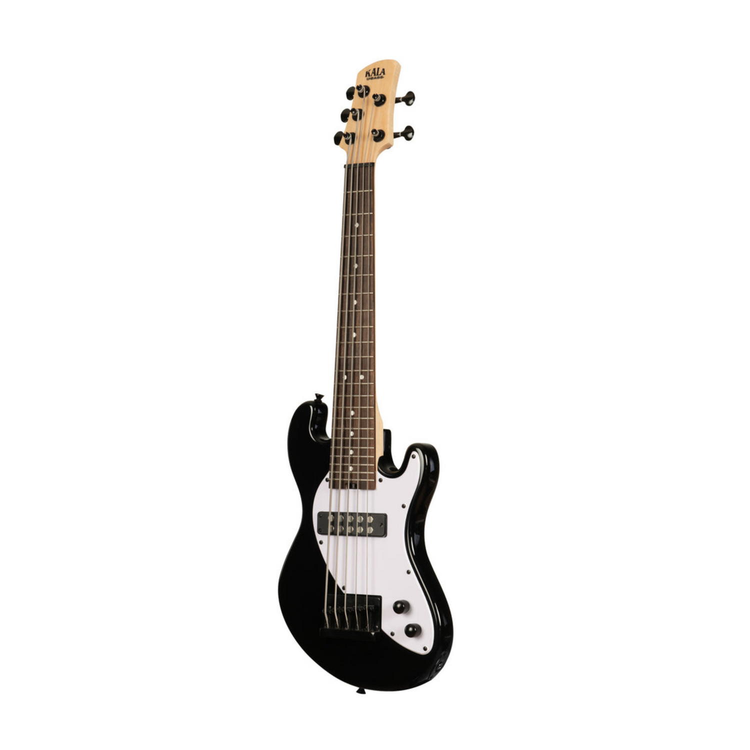 Kala UBASS-SB5-BK-FS Solid Body 5-String Jet Black Fretted U•BASS with a bold, deep sound and sleek design, ideal for bass players.