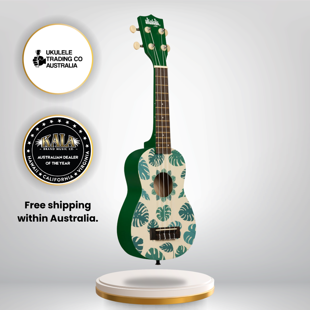 NUK-MONSTERA Kala Ukadelic Monstera Soprano Ukulele Tropical Plant Art Ukulele Australia