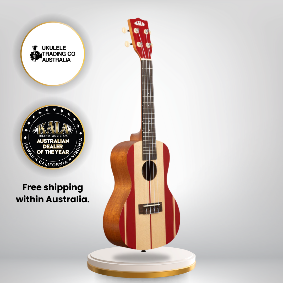 Kala Surf’s Up Concert Ukulele with retro surf design and gigbag