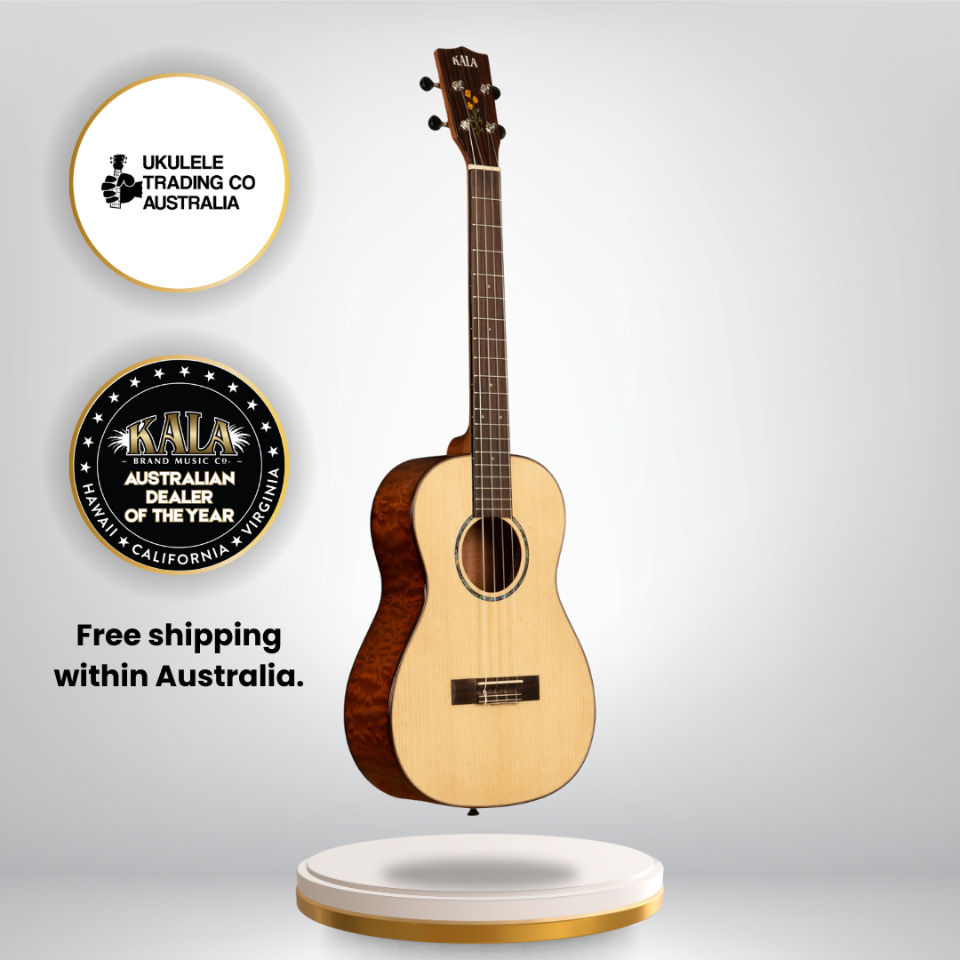 Kala 20th Anniversary Solid Spruce Quilted Sapele Baritone Ukulele
