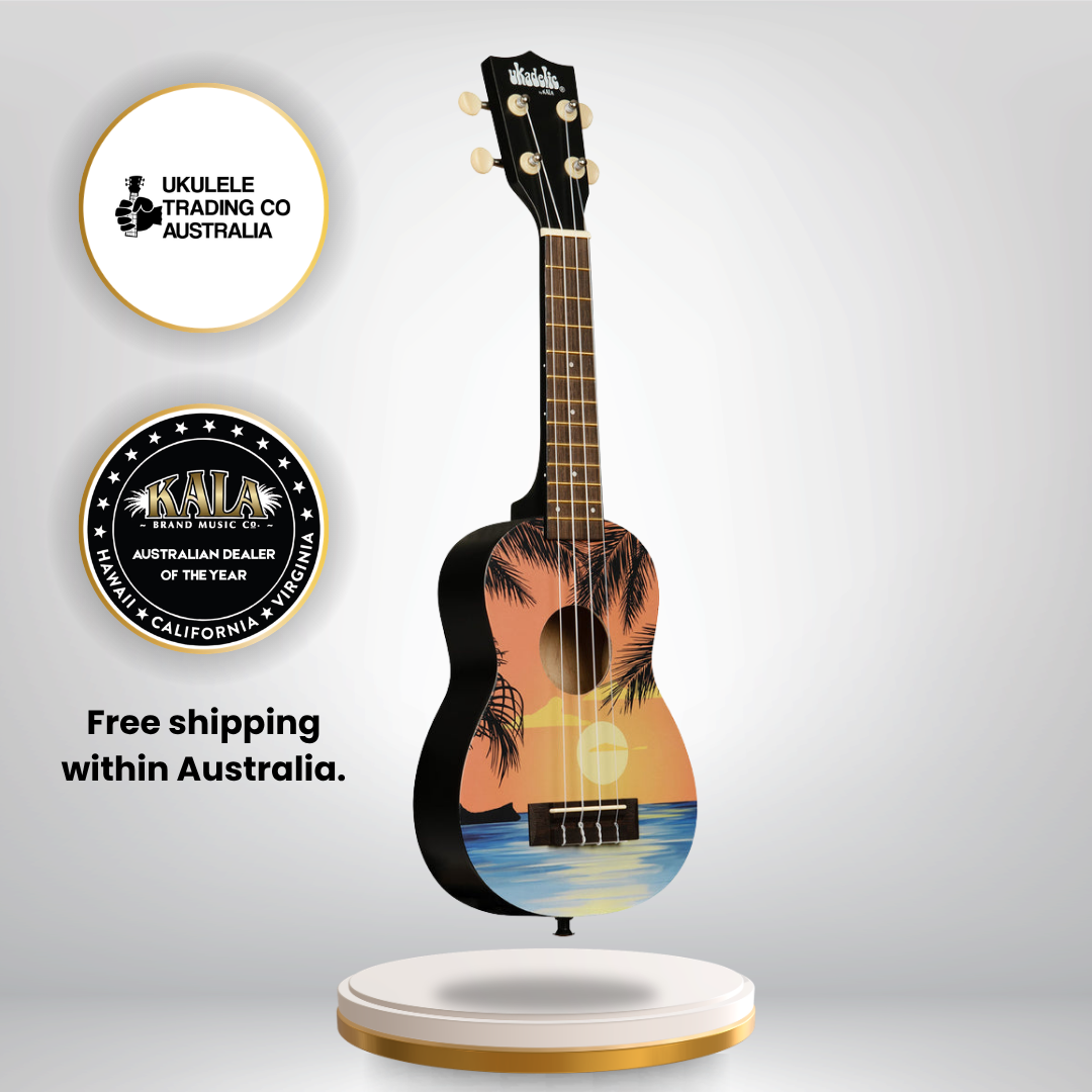 NUK-TROPDAY Kala Ukadelic Tropical Day Soprano Ukulele Island Art Ukulele Australia
