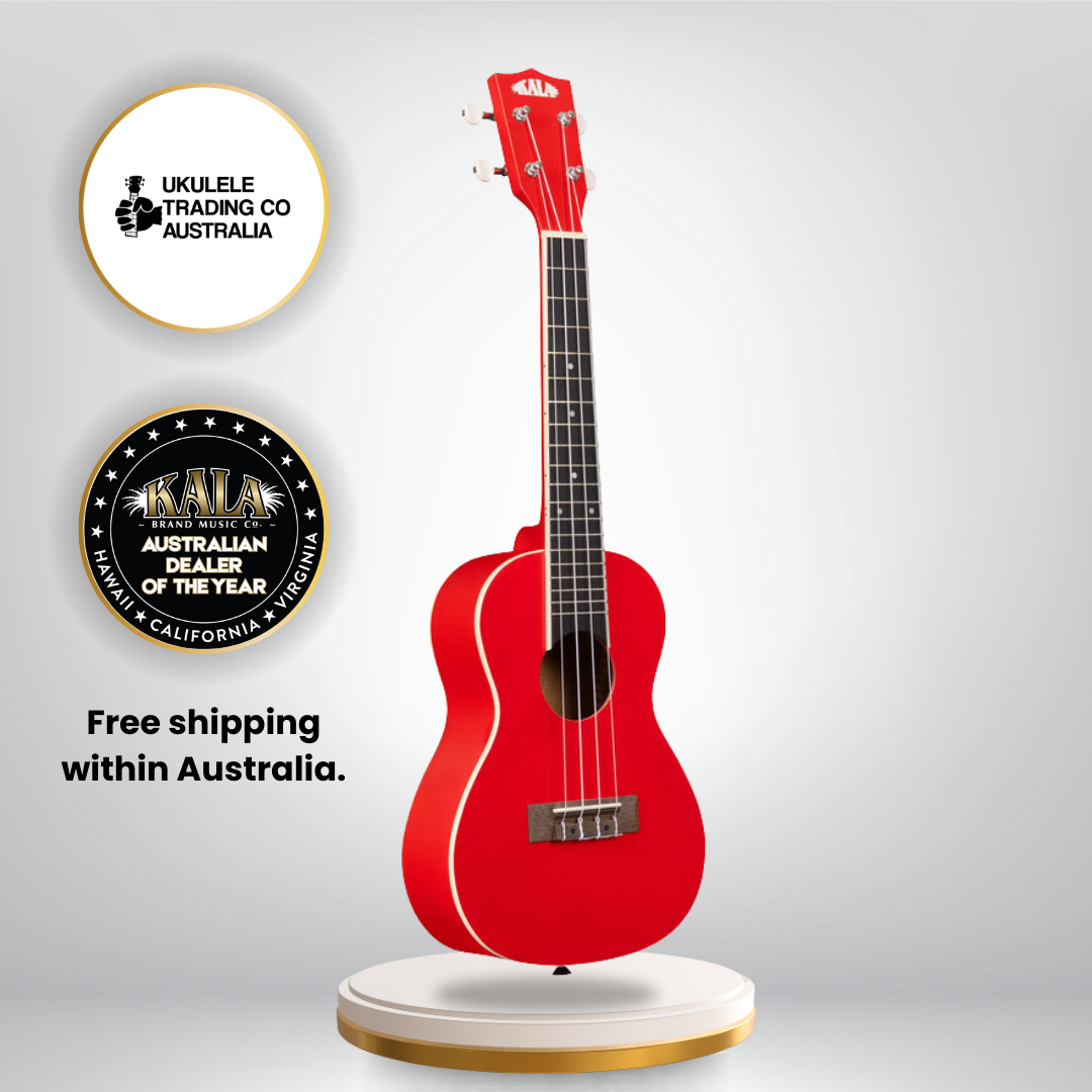 Candy Apple Red Kala Concert Ukulele – beginner-friendly ukulele with bright tone and high gloss finish