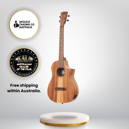 Teak tri-top baritone ukulele with cutaway and EQ