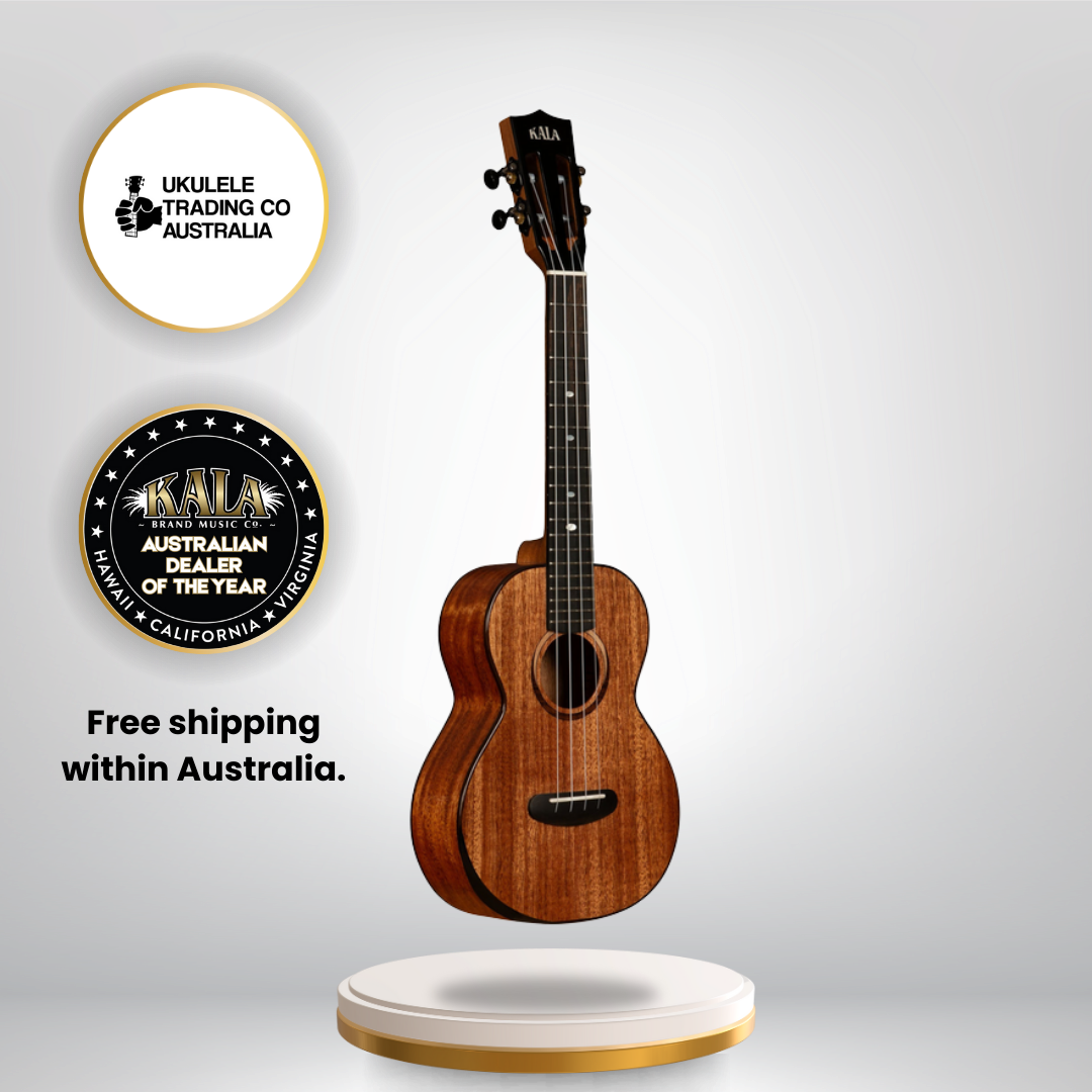 Kala KA-CT-SSRW-TG-C Contour All Solid Gloss Spruce Rosewood Tenor Ukulele with slotted headstock and deluxe gig bag