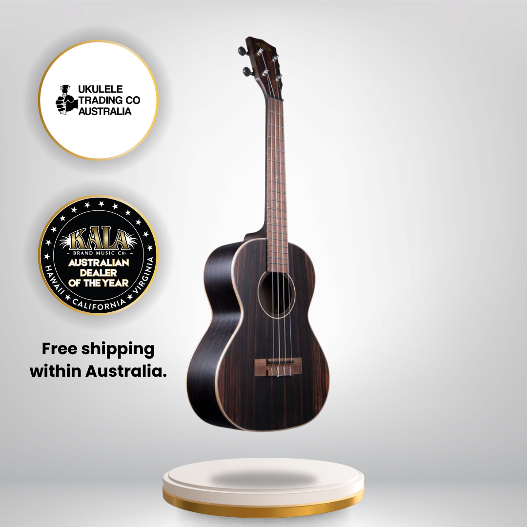 Kala KA-EBY-T Tenor Ukulele – Striped Ebony Body with Maple Binding