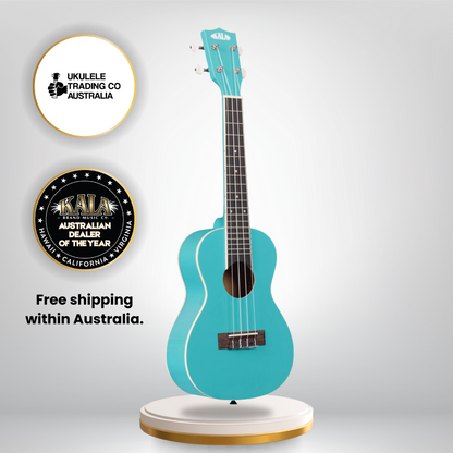 Kala KA-CANDY-BLU Cotton Candy Blue Concert Ukulele with high gloss finish and Aquila strings