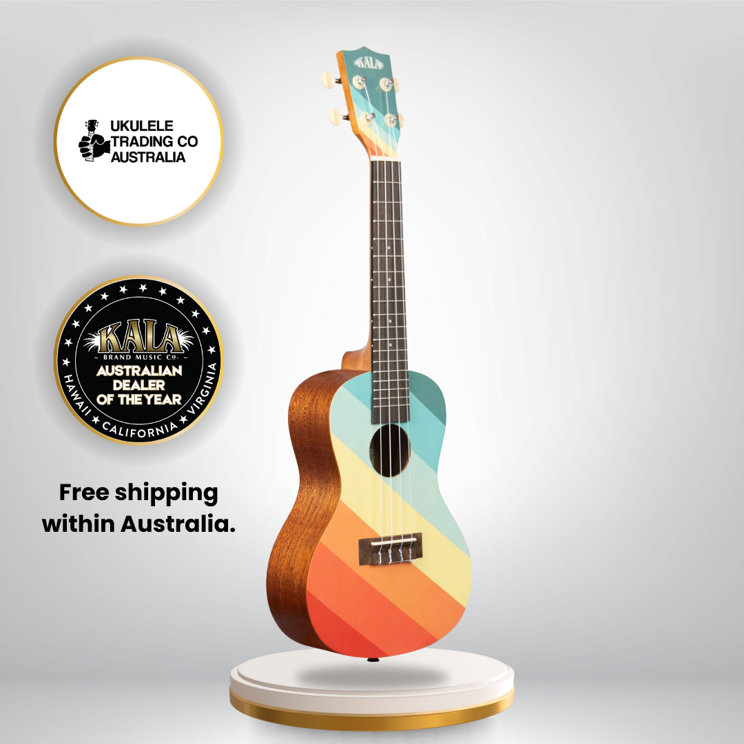 Kala Surf Far Out Concert Ukulele w/ Gig Bag – Retro Surf Style Meets Classic Ukulele Sound