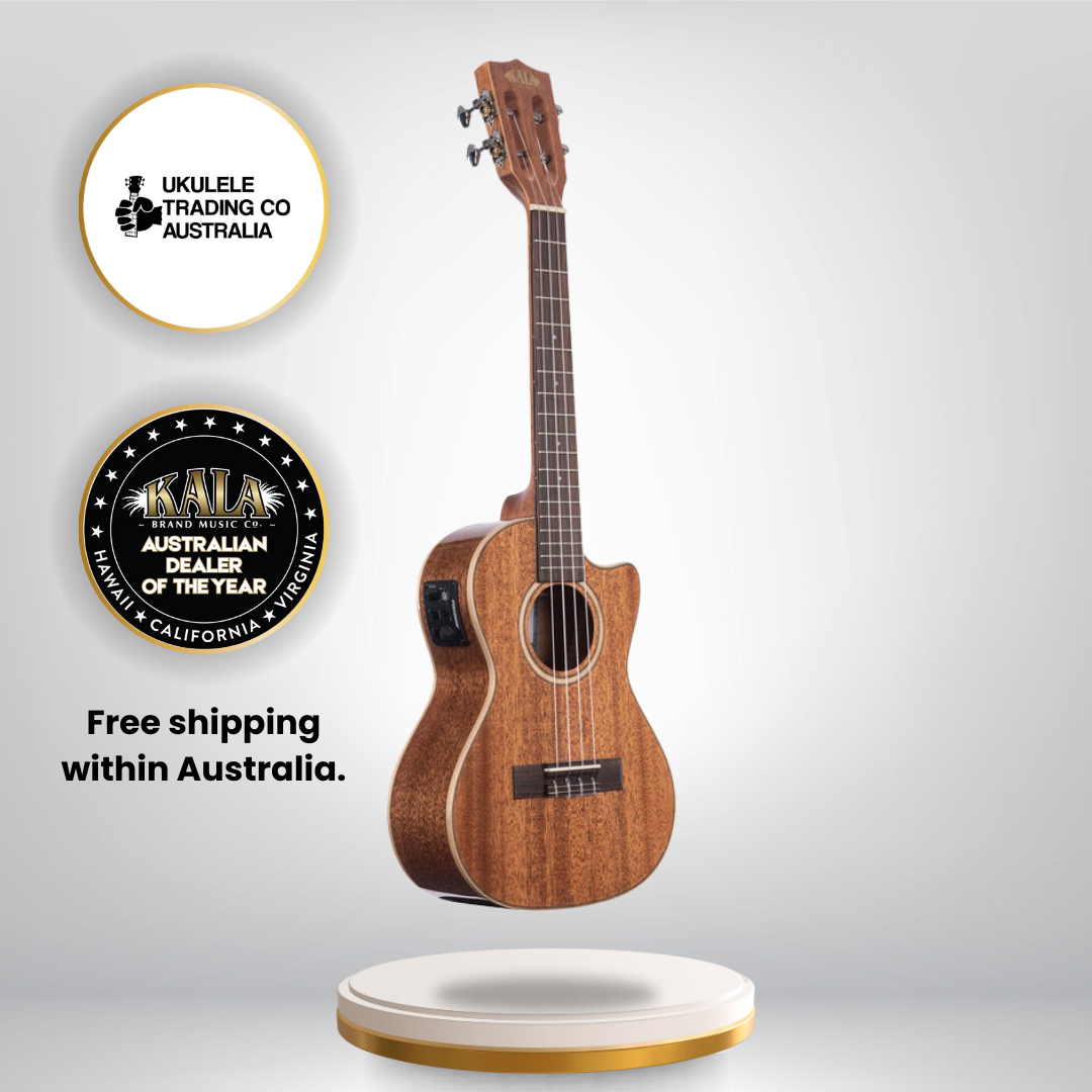 Kala KA-SMH-TG-CE solid mahogany tenor ukulele gloss finish cutaway with Fishman Kula EQ.