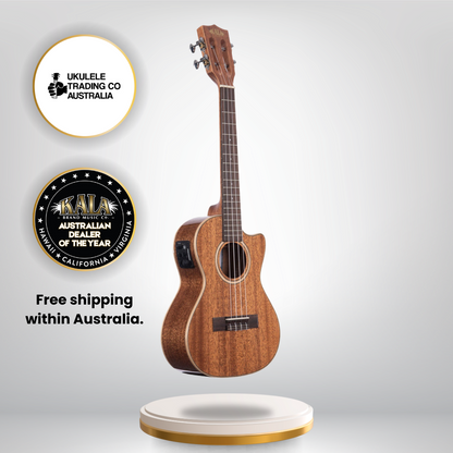 Kala KA-SMH-TG-CE solid mahogany tenor ukulele gloss finish cutaway with Fishman Kula EQ.
