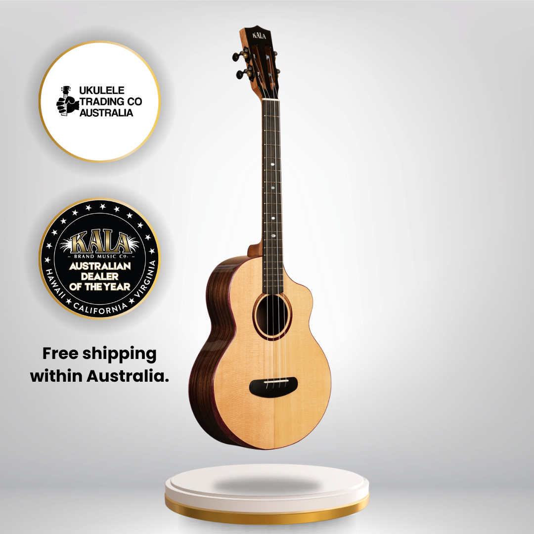 Kala Contour Baritone Cutaway Ukulele KA-CT-SSRW-BG-C with solid spruce top and rosewood body