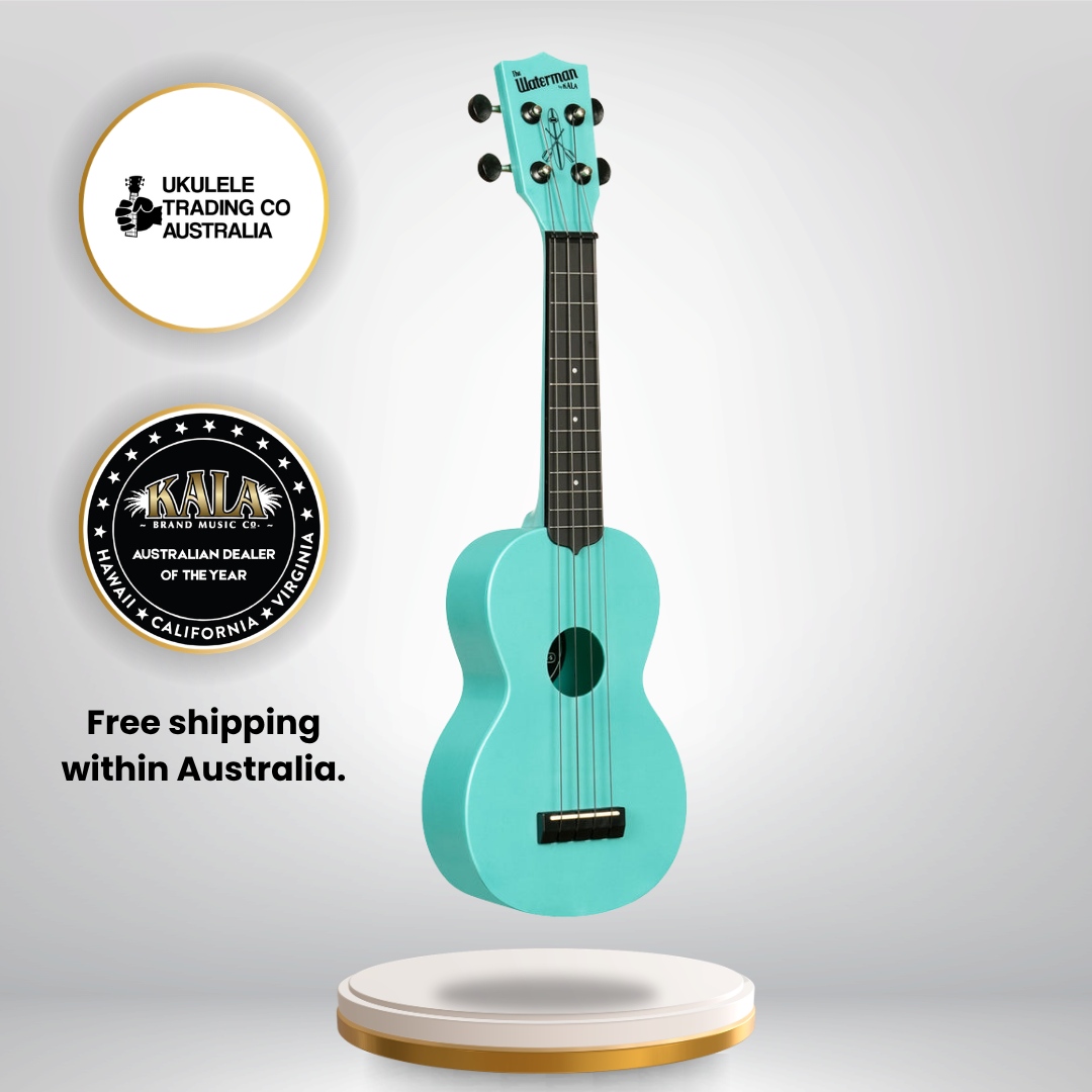 KA-R-WMG-BL-S Aqua Mist Glow In The Dark Soprano Recycled Waterman Ukulele