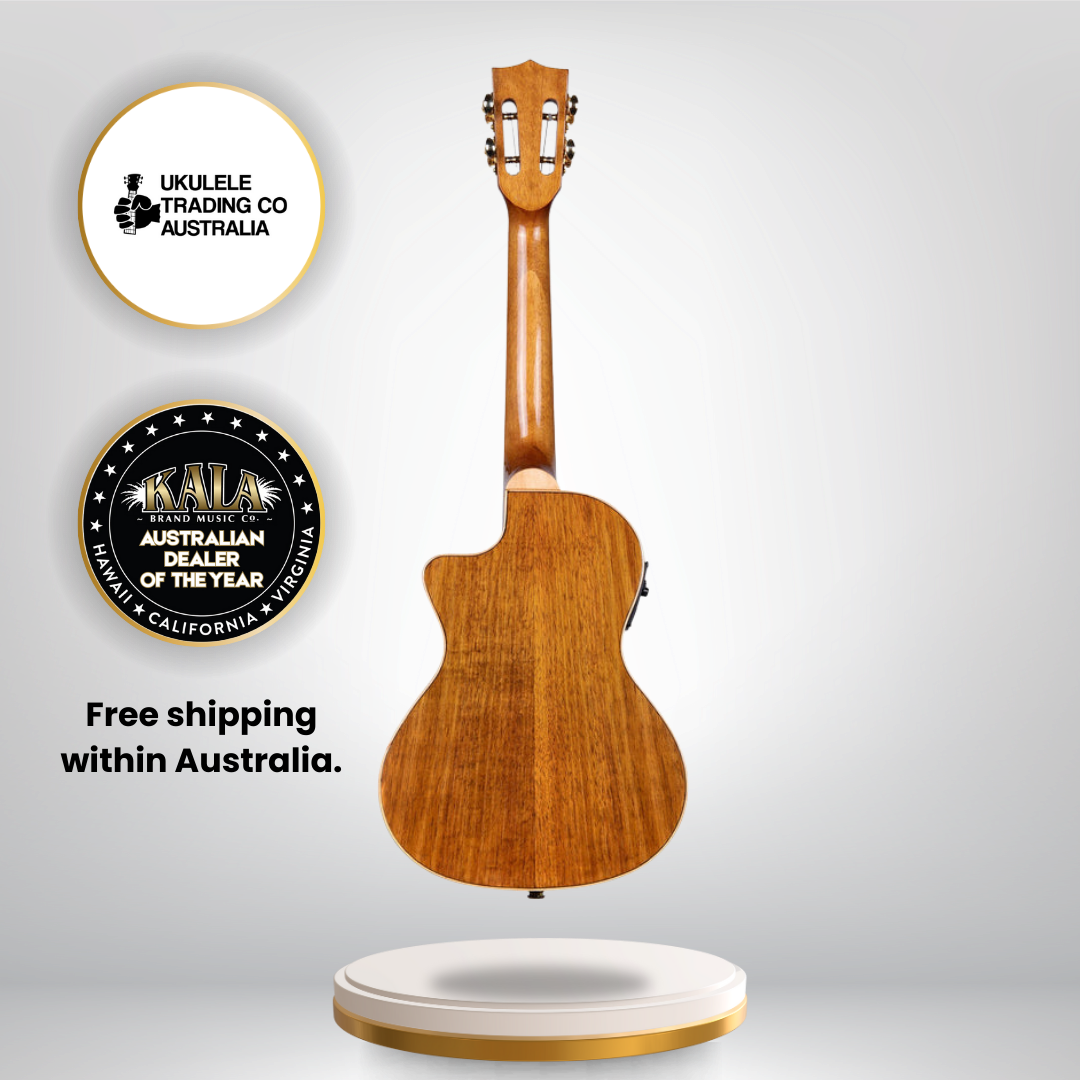 Gloss koa tenor ukulele with cutaway and electronics