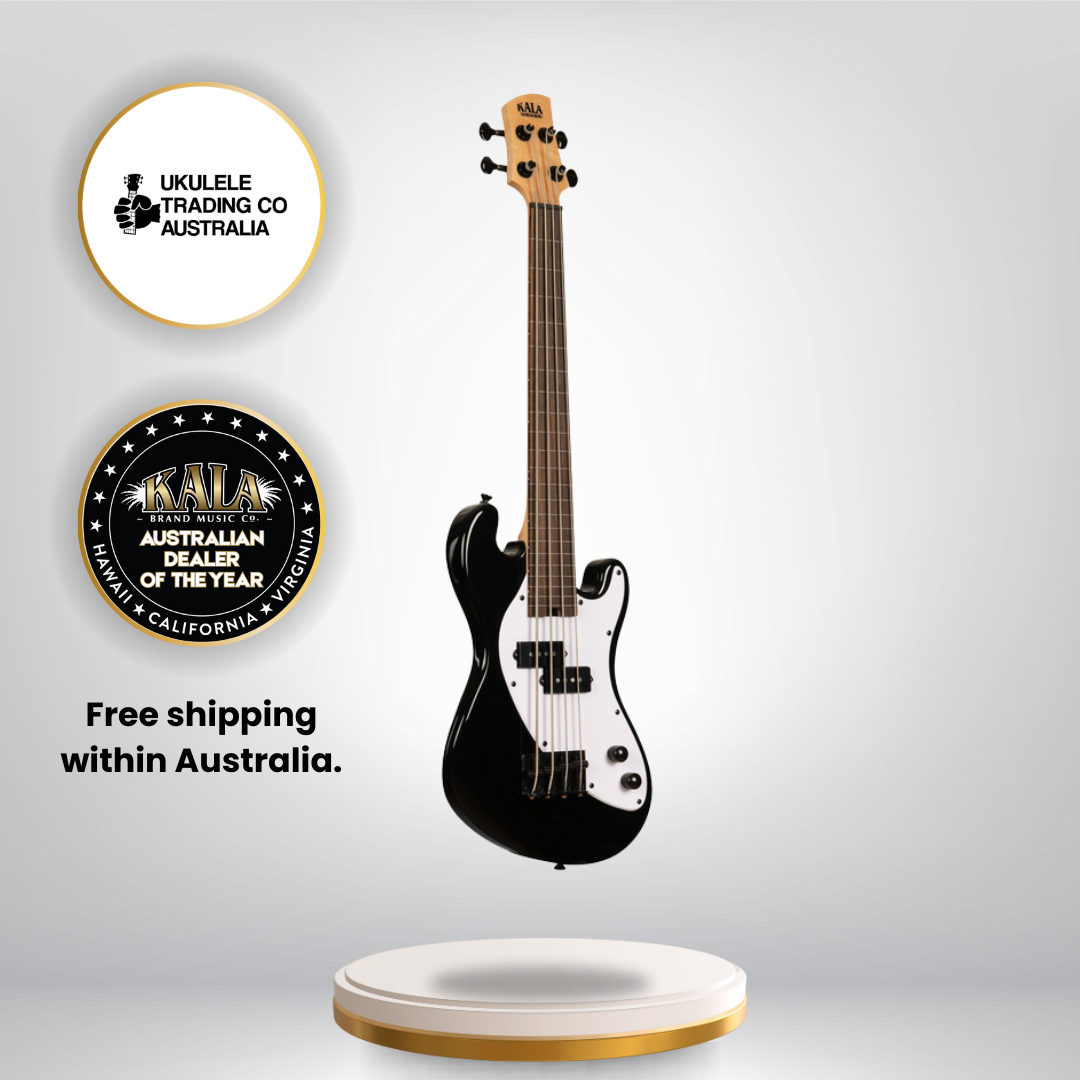 Jet black fretless Kala U•BASS solid body electric bass
