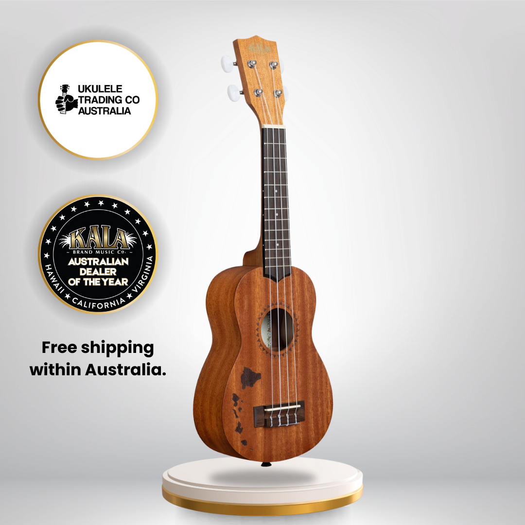 kala ka-15s-h1 satin mahogany soprano ukulele hawaiian islands design
