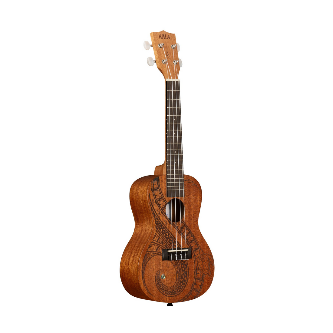 Kala KA-GUIDANCE-C Mahogany Concert Ukulele with laser-etched sea turtle design, offering rich tones and a meaningful connection.