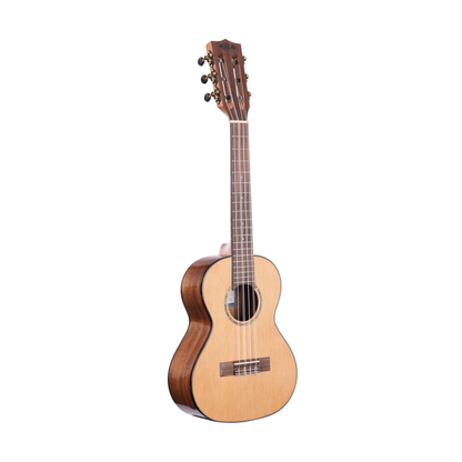 Kala KA-SCAC-T6 Gloss Solid Cedar Top Acacia 6-String Tenor Ukulele, featuring a rich cedar top and acacia back and sides, designed for a full, bright sound with a premium, glossy finish.