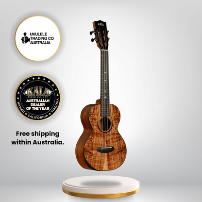 Kala KA-CT-SA-TG Contour All Solid Gloss Acacia Tenor Ukulele with slotted headstock and deluxe gig bag