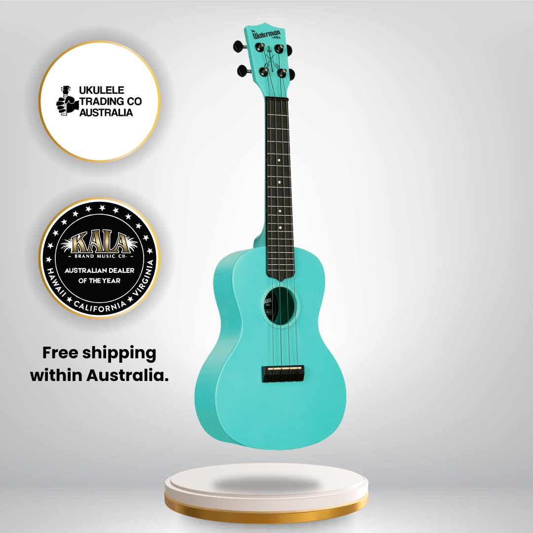 KA-R-WMG-BL-C Aqua Mist Glow-In-The-Dark Concert Recycled Waterman Ukulele