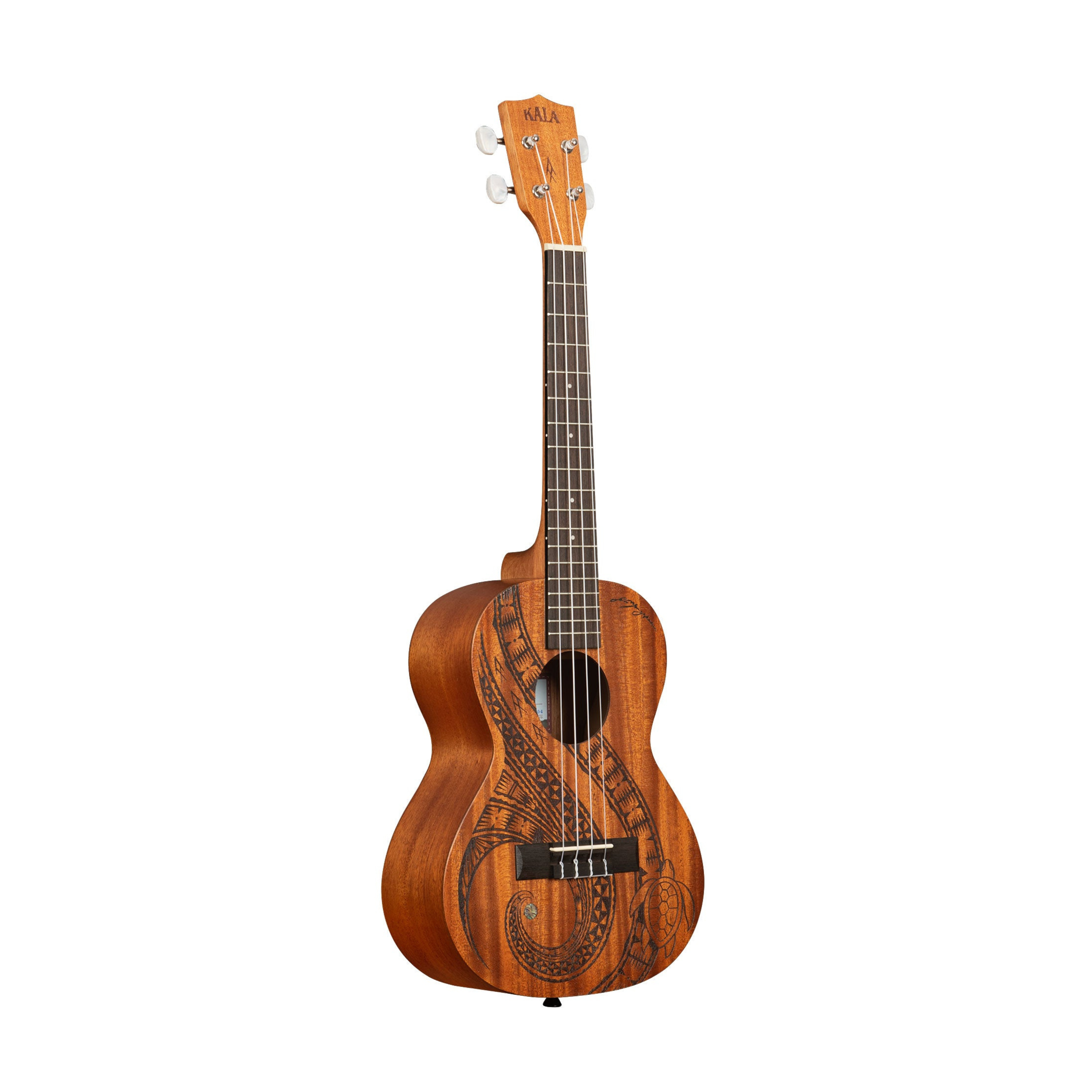 Guidance Mahogany Tenor Ukulele - KA-GUIDANCE-T with laser-etched sea turtle design and rich mahogany tone.