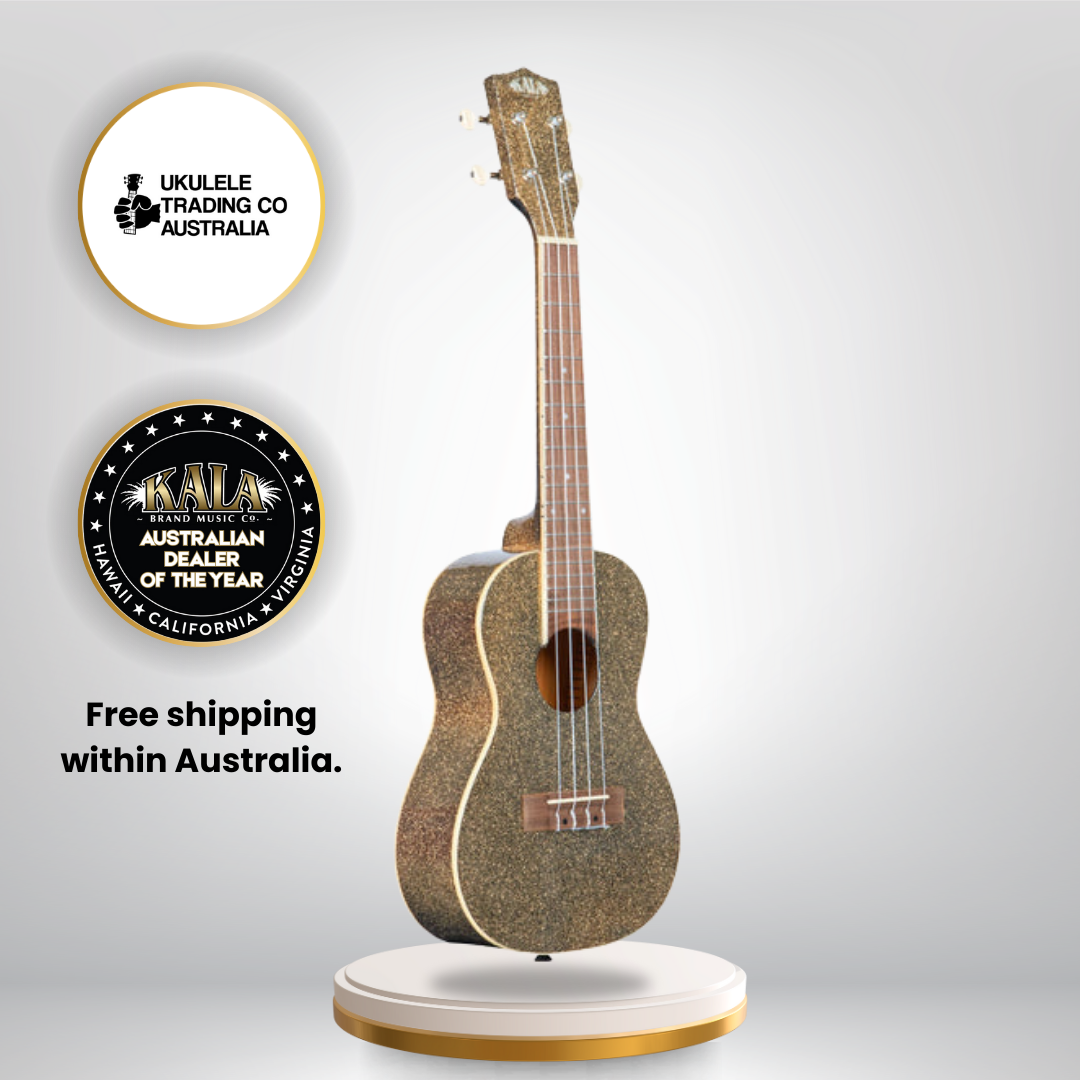 KA-SPRK-GOLD Kala Sparkle Gold Concert Ukulele w/Gigbag – Best Ukulele for Beginners