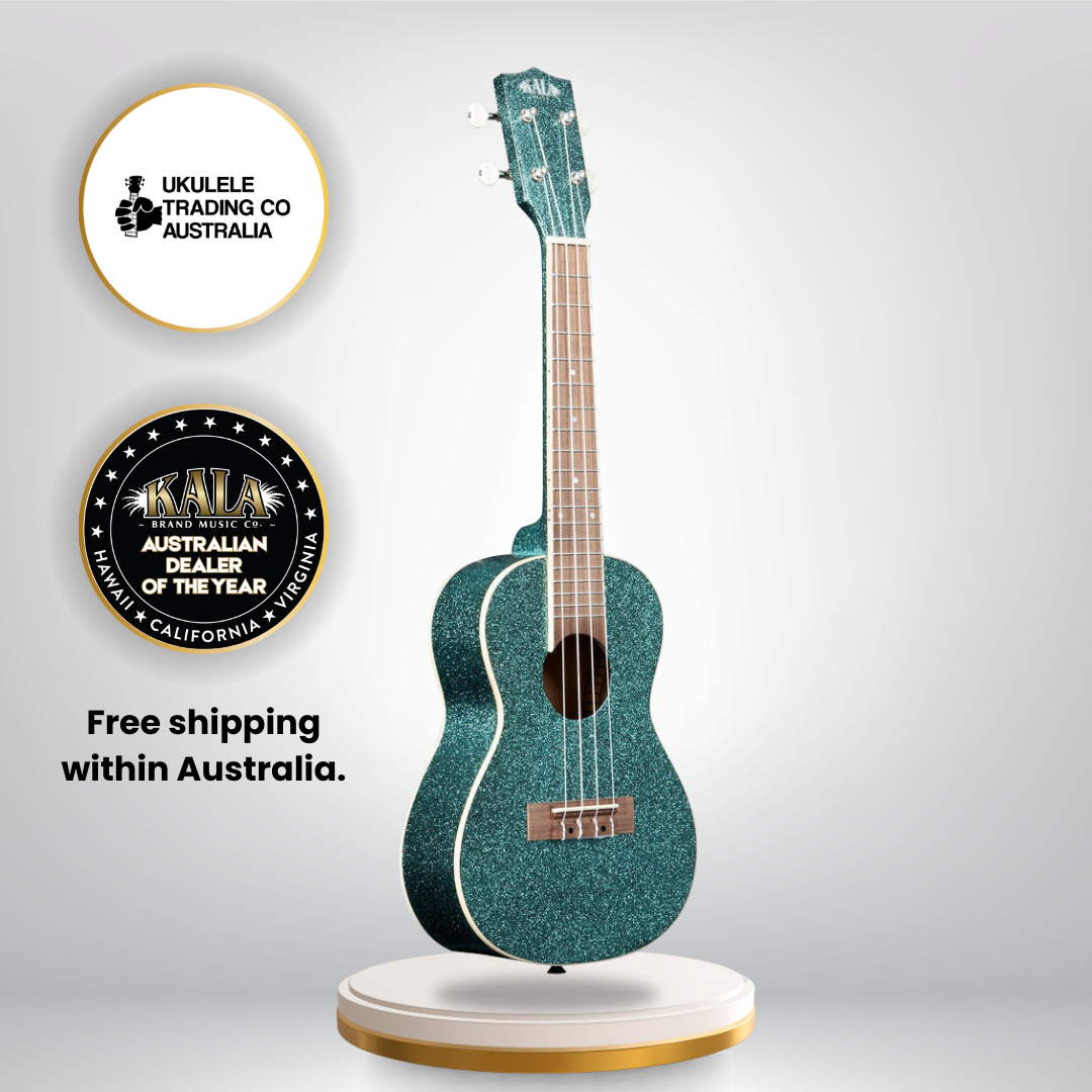 kala ka-sprk-aqua sparkle series aqua blue concert ukulele with gigbag