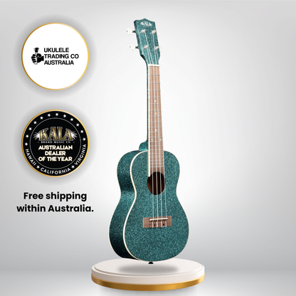 kala ka-sprk-aqua sparkle series aqua blue concert ukulele with gigbag