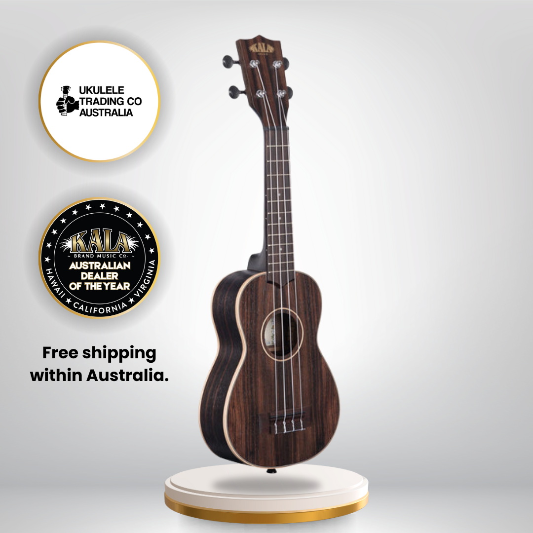 Kala KA-EBY-S Striped Ebony Soprano Ukulele with Gigbag