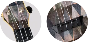 Flight TUS40 Arcana Travel Soprano Ukulele – Geometric Print Linden Top, ABS Body, Zero Fret &amp; Aquila Strings