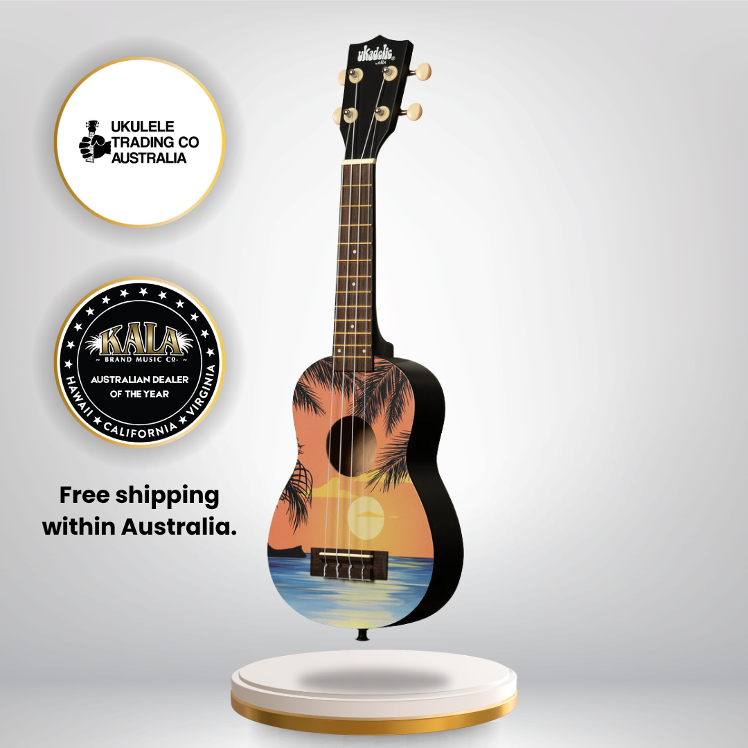 NUK-TROPDAY Kala Ukadelic Tropical Day Soprano Ukulele Island Art Ukulele Australia