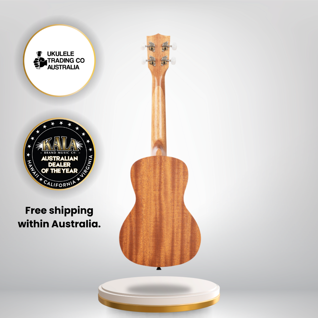 Kala Guidance Mahogany Concert Ukulele KA-GUIDANCE-C with Māori-inspired laser-etched artwork and warm mahogany tone.